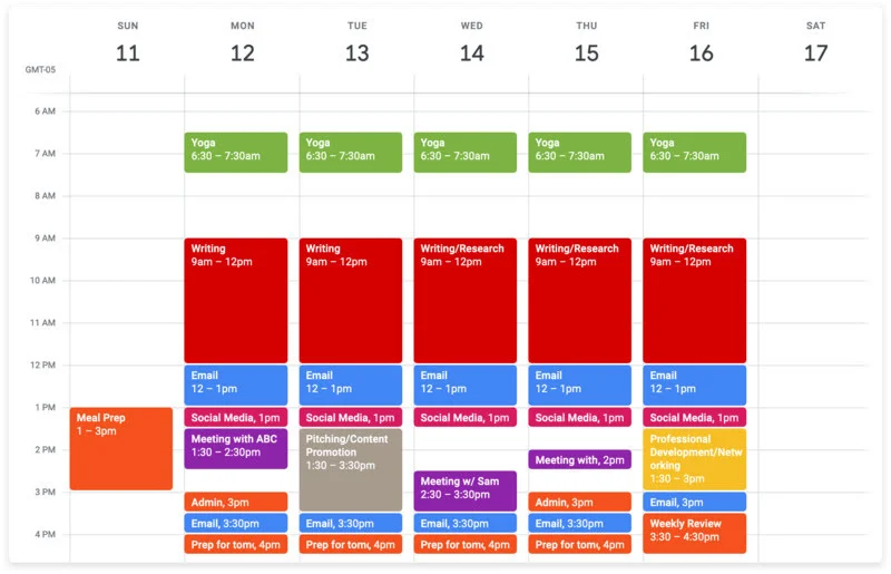 time blocking example